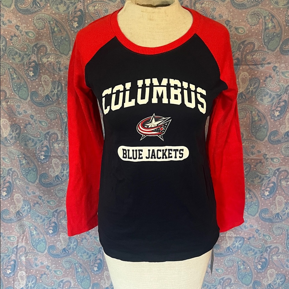 NHL Blue Jackets Blue and Red T-Shirt Girls 10/12